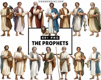 Biblische Figuren als Cliparts: Die Propheten, Bibelgeschichten (PNG), Religiöse Clipartsammlung, Illustrationen zum Bibelstudium