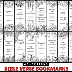 Lesezeichen für Bibelverse zum Ausmalen, druckbares Blumen-Lesezeichen für Frauen, christliches Design für inspirierende Schriften