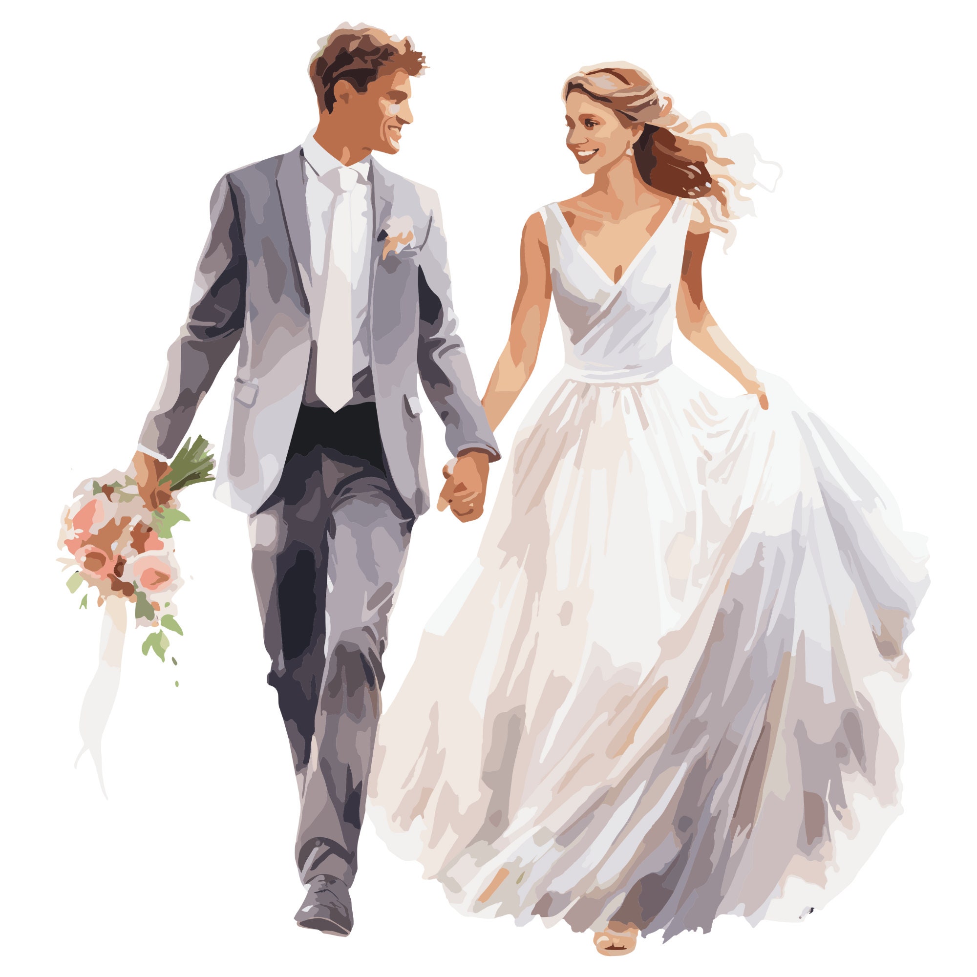 Wedding Couple Clipart, Bridal Shower Clipart, Wedding Romantic Clipart ...
