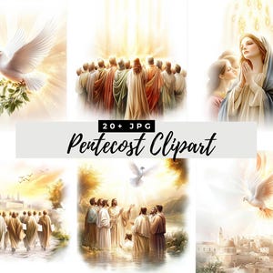 Clipart de Pentecostés, PNG de acuarela de alta calidad, Descarga digital del Espíritu Santo, Manualidades cristianas, Arte de la iglesia primitiva, Creación de tarjetas, Técnica mixta