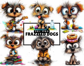 Funny Dog Graphics, Quirky Dog Clipart, Dogs Lover Bundle, Watercolor Illustrations for Sublimation, Junk Journals, Scrapbooking Cards
