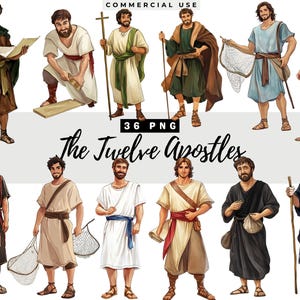 Bible Characters,  12 Apostles, Religious Clip art, Religious Clipart Collection, Biblical Stories, Old Testament Moses Clipart, Bible Study