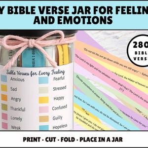 Printable Read Me When Bible Verse Jar, Color Coded Verses for Feelings and Emotions, Diy Bible Verse Jar