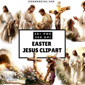 Clipart Pasen Jezus, aquarelillustraties, afdrukbare digitale download, christelijke knutselbenodigdheden, opstandingskunst