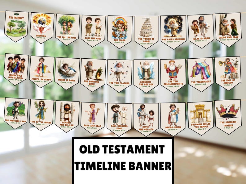 Bible Story Old Testament Timeline Banner, Children Church Bulletin ...