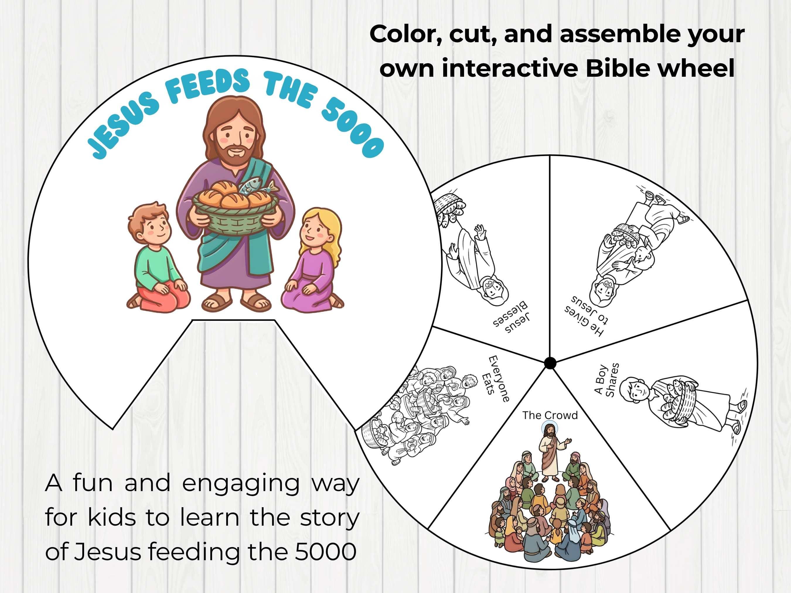 Jesus Feeds the 5000 Coloring Wheel Activity for Sunday School Craft ...