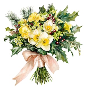 Birthmonth Flower Bouquet Clipart, Birthflower Png, Watercolor Birthflowers, Floral Illustration Png