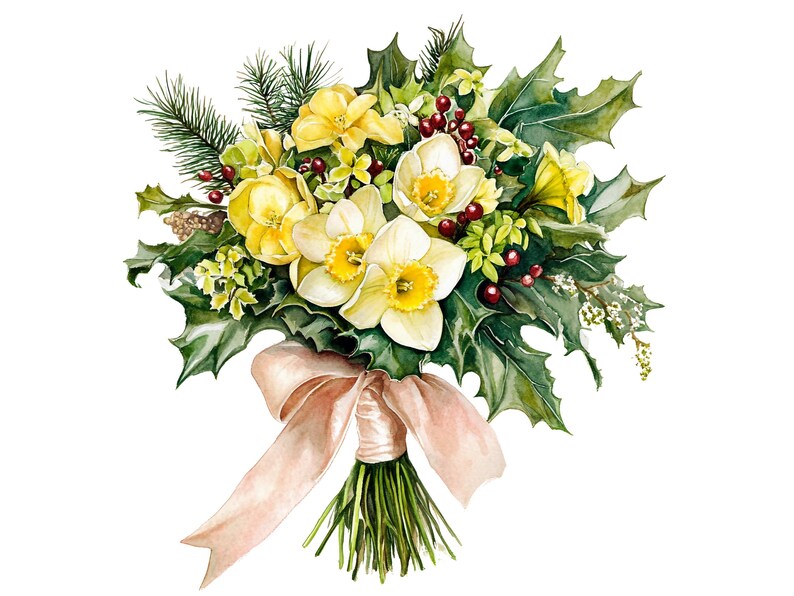 Birthmonth Flower Bouquet Clipart, Birthflower Png, Watercolor Birthflowers, Floral Illustration Png