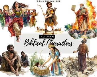 Bible Characters, Religious Clip art, Biblical People Clip Art, Religious Clipart Collection, Biblical Stories, Old Testament Moses Clipart