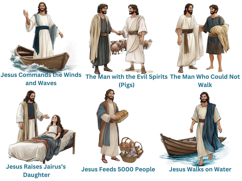 Miracles of Jesus New Testament Clipart, Bible Stories, Biblical ...