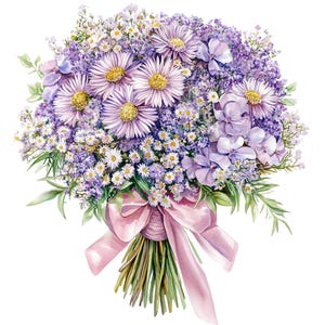 Birthmonth Flower Bouquet Clipart, Birthflower Png, Watercolor Birthflowers, Floral Illustration Png
