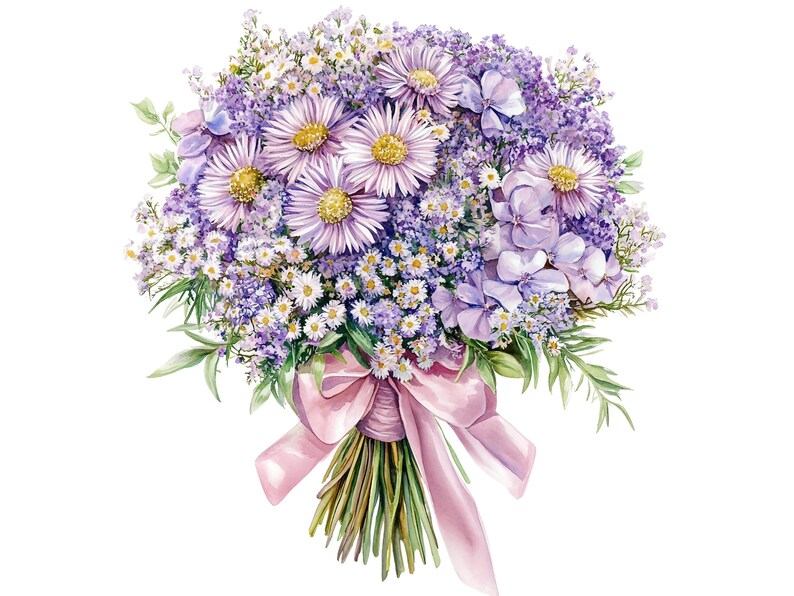 Birthmonth Flower Bouquet Clipart, Birthflower Png, Watercolor Birthflowers, Floral Illustration Png