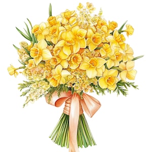 Birthmonth Flower Bouquet Clipart, Birthflower Png, Watercolor Birthflowers, Floral Illustration Png