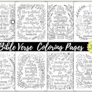 Bible Verse Coloring Pages Printable Bundle, Inspirational Art for Relaxation, Relaxing Scripture Coloring for Adults, Family Activity Sheet