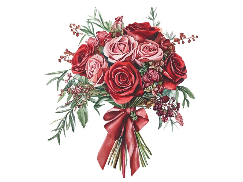 Birthmonth Flower Bouquet Clipart, Birthflower Png, Watercolor Birthflowers, Floral Illustration Png