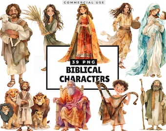 Bible Characters Clipart, bible story clip art, Old Testament Stories, Christian Illustrations Bundle, Religious Graphics