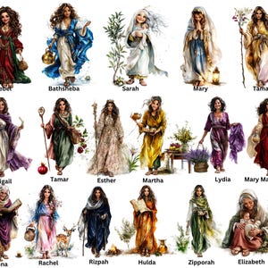Women of the Bible Clipart, Bible Characters Png, Bible Study and Journaling clipart, Sunday School Christian PNG
