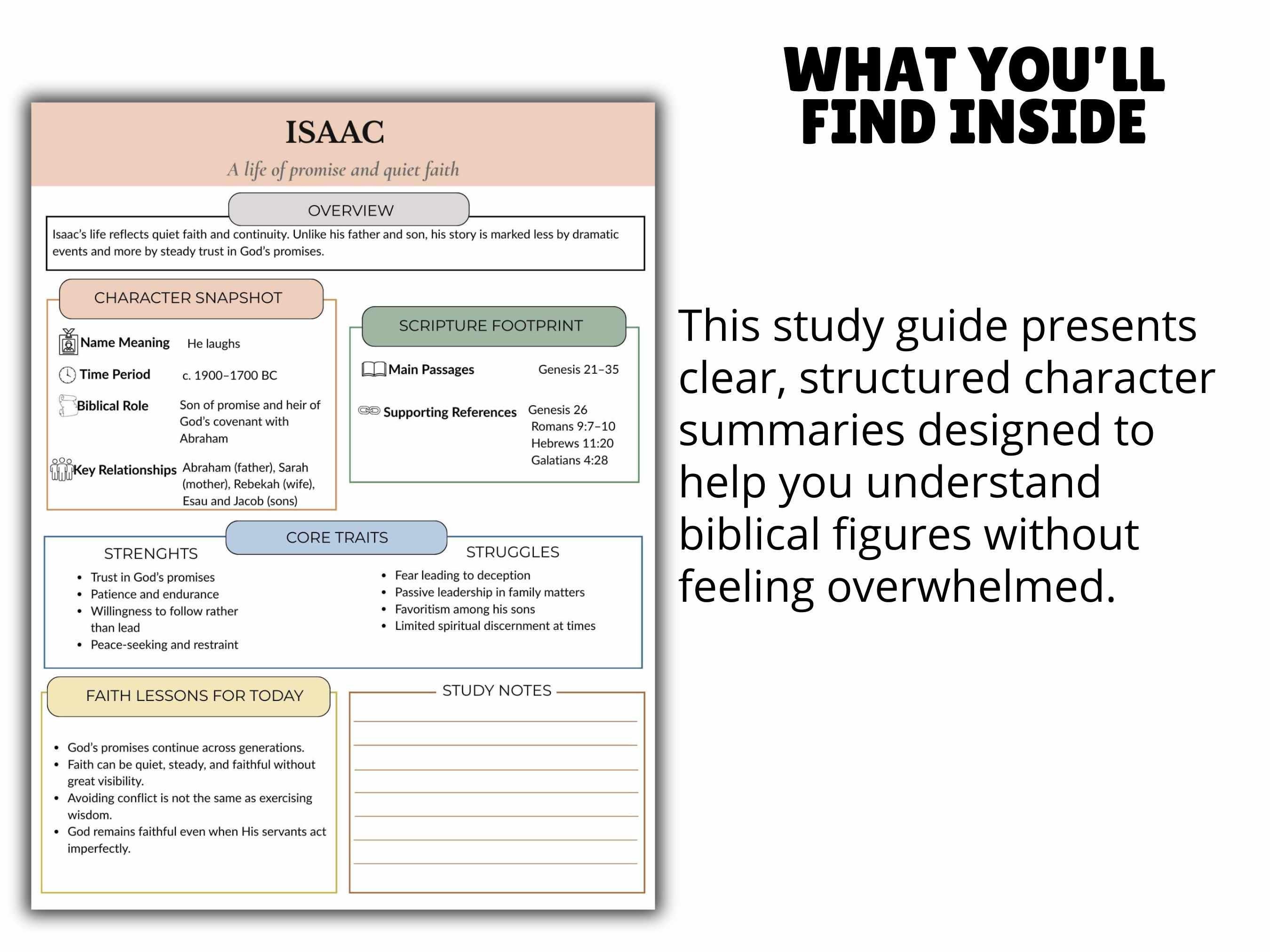 Bible Character Study Guide - Daily Devotional Printable, Bible Summary ...