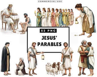 Jesus’ Parables Clipart, Bible Characters Png, Religious Clipart Collection, Biblical Stories, Bible Study