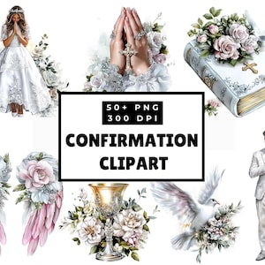Confirmation Clipart, Christian Cross PNG, First Holy Communion, Watercolor Bible, Religious Sublimation, Digital Download, Commercial Use