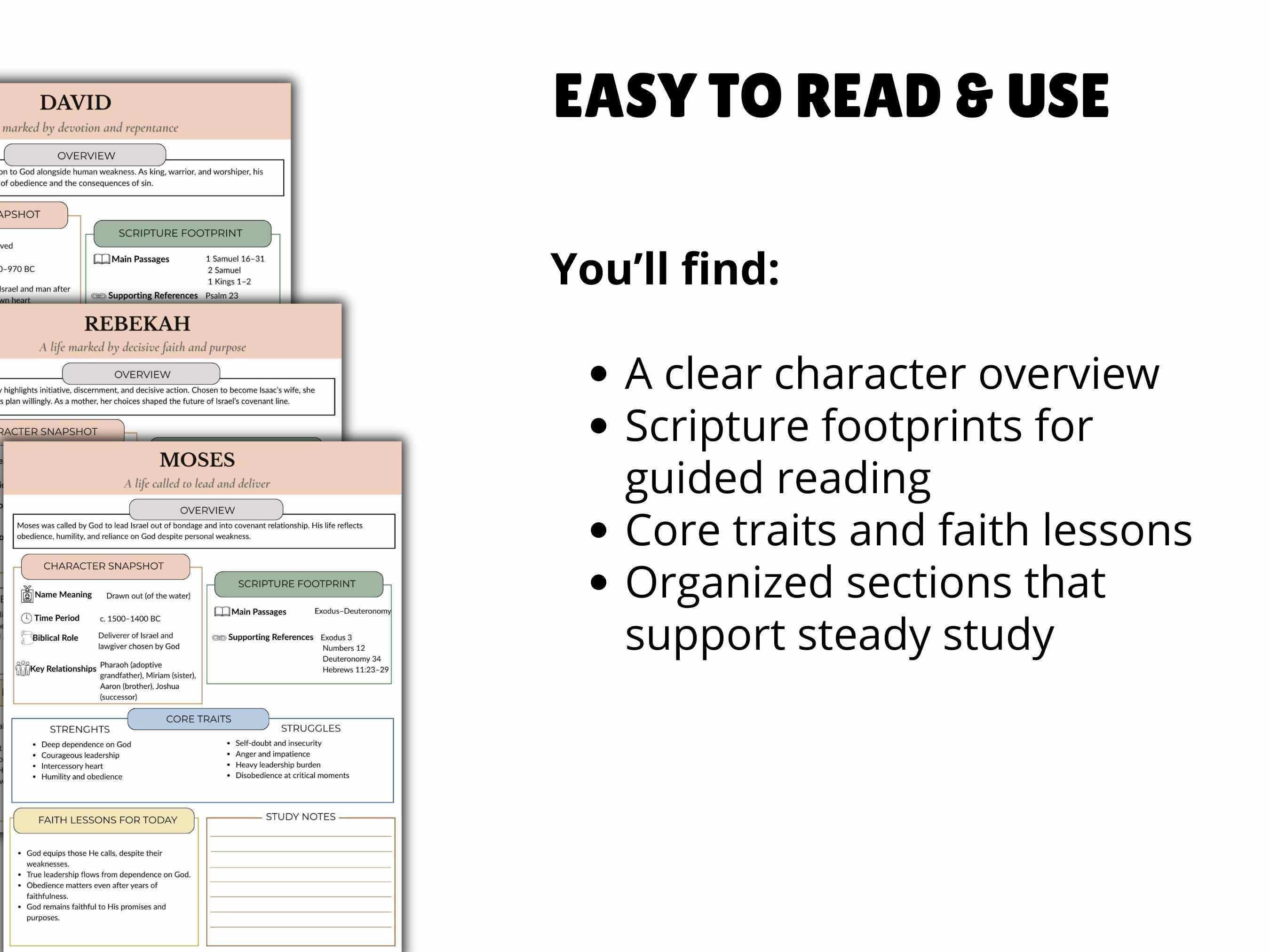 Bible Character Study Guide - Daily Devotional Printable, Bible Summary ...