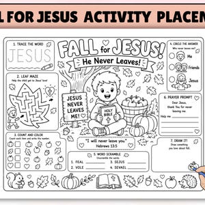 Activité biblique « Automne pour Jésus », bricolage amusant pour l'école du dimanche, coloriage biblique d'automne, projet d'instruction à domicile chrétien