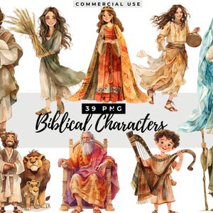 Bible Characters Clipart, Biblical People, Old Testament Stories, Christian Illustrations, Esther Clipart, Religious Graphics Commercial Use