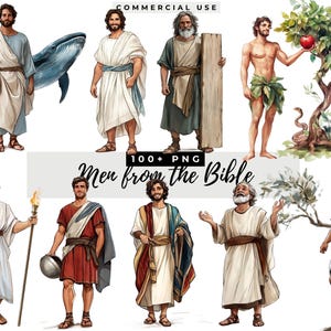 Biblical Characters Clipart Bundle, Bible Stories, Religious Digital Download for Sunday School, Men from the Bible, Old and New Testament