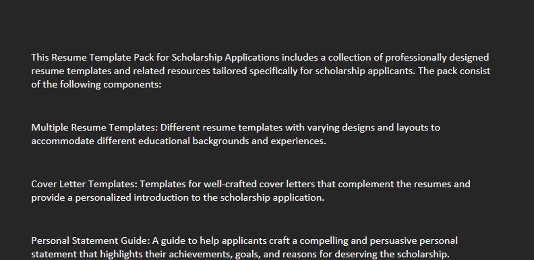 Resume Template Pack for Scholarship Applications Etsy Resume Template Pack for Scholarship Applications Etsy