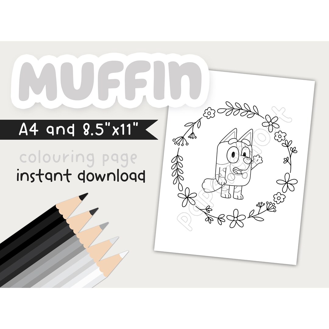 Muffin Flower Colouring Page Bluey Digital Instant - Etsy
