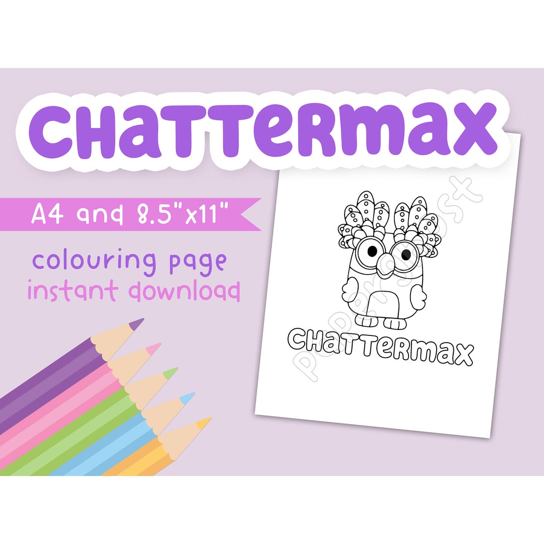 Chattermax Colouring Page Bluey Digital Instant Download - Etsy