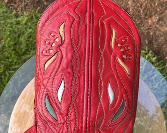 RARE Vintage Acme Red Cowboy Boots Sz 9 M