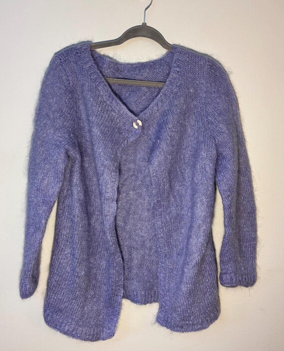 Hand Knitted Lilac Cardigab