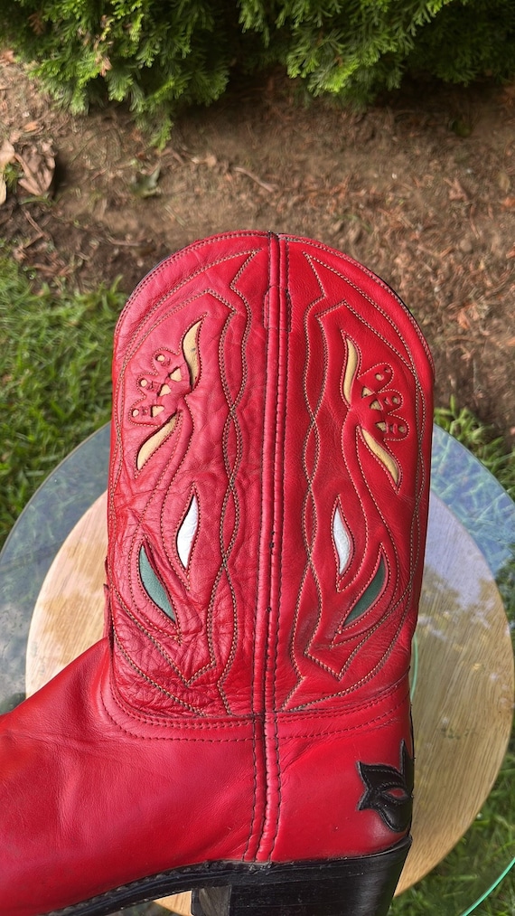 RARE Vintage Acme Red Cowboy Boots Sz 9 M