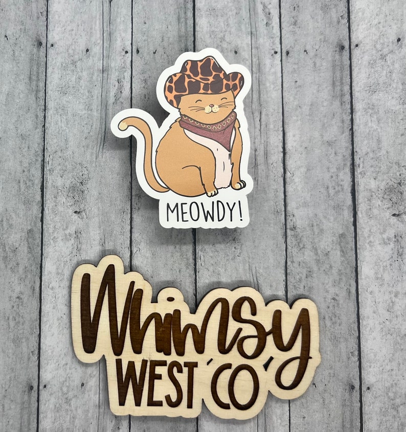 Meowdy Cat Sticker, Meowdy Cat Meme Sticker, Cat in Cowboy Hat, Cat ...