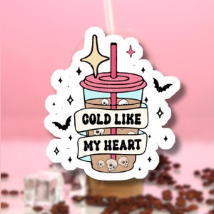 Cold Like My Heart Pink Iced Coffee Sticker, Waterproof Vinyl Sticker, stickers for kindle, cute coffee sticker