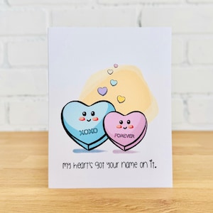 HERZ-Süßigkeiten Karte | Valentinstag Grußkarte, süße V-Day Karte, Liebeskarte, XOXO Karte, My Forever Karte, Freundschaftskarte