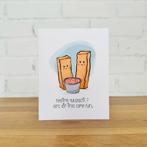Carte PLONGEZ-VOUS DANS L'AMUSEMENT | Carte de voeux Yuca Fries, jolies cartes d'amitié, cartes d'amis drôles, carte Amusons-nous, jolies cartes pour amis