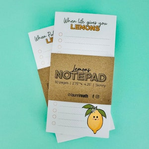 Notatnik LEMON | Wąski notatnik, kieszonkowy notatnik, lista rzeczy do zrobienia, zabawna lista zakupów, notatka z punktami biuletynu, lista cytryn, kiedy życie daje ci cytryny