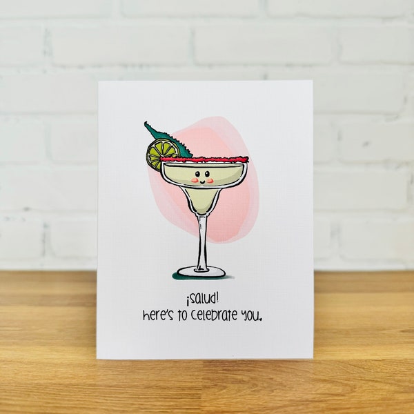 SALUD! Card | Spicy Margarita Greeting Card, Cute Birthday Card, Fiesta Card, Cinco De Mayo Card, Funny Cocktail Card, Cute Card for Friends