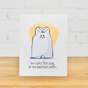 Tarjeta LITTLE DUDE / Tarjeta de felicitación de bienvenida para el nuevo bebé, linda tarjeta para recién nacidos, tarjeta de cuenta regresiva para el nacimiento, tarjeta para bebés, felicitaciones al bebé
