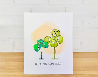 Lucky You St. Patrick's Day Card: Shamrock Four Leaf Clover