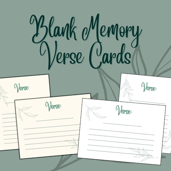 Blank Memory Verse Cards - Vertical and Horizontal Digital Download Printable