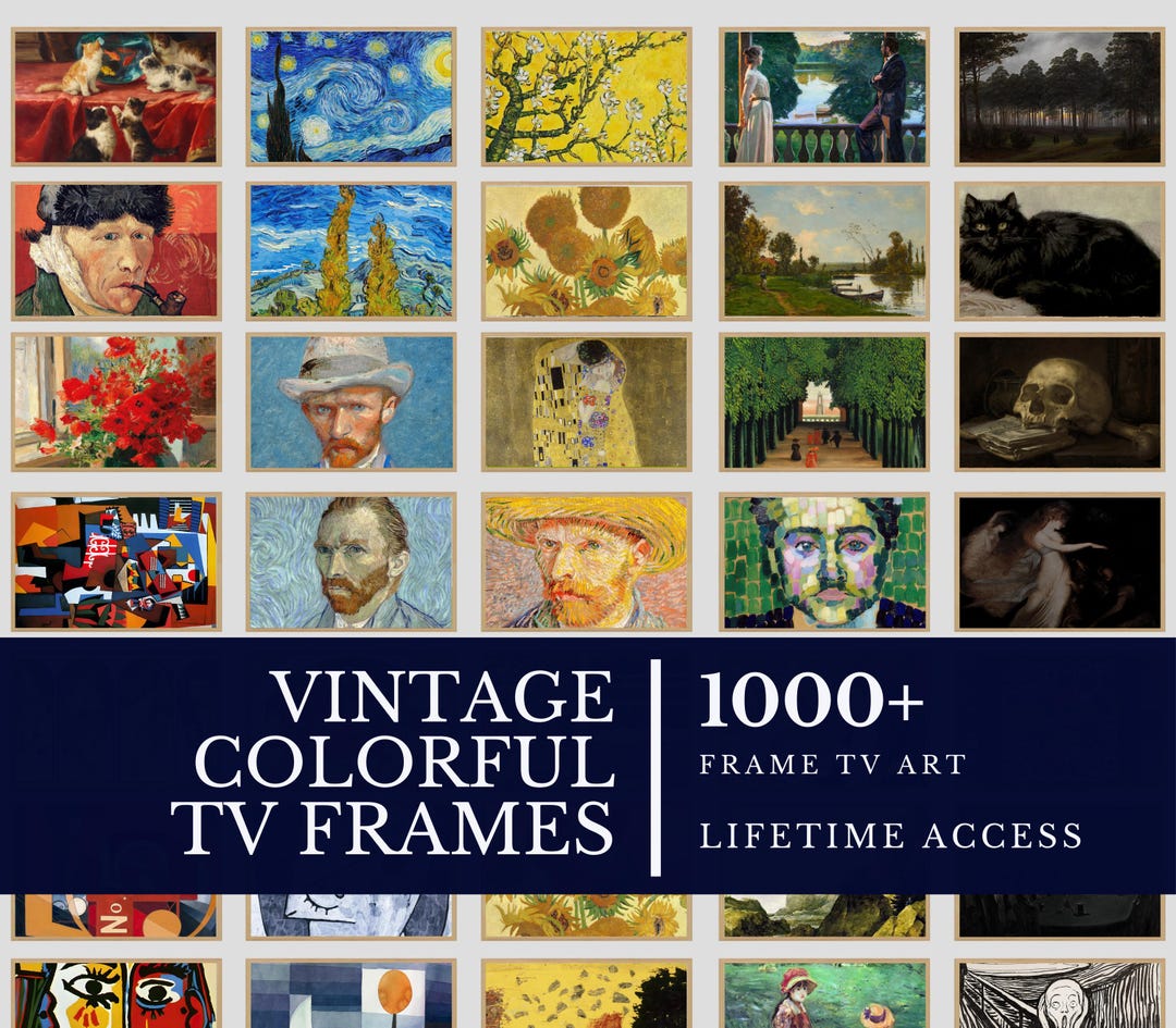 Vintage Colorful TV Frames Bundle 1000 Digital Wall Art Images | Retro ...