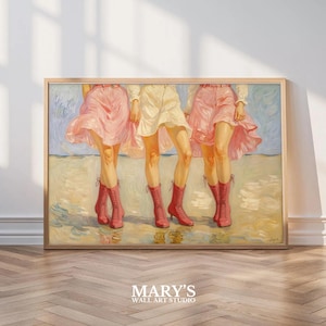 Feminine Wall Art Prints | Pink & White Skirts | Coastal Nautical Printable Wall Art Decor Living Room Pastel Watercolor Printable Wall Art