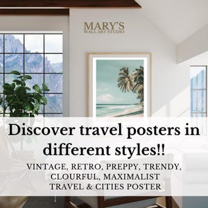 Printable travel wall art bundle featuring 1200+ high-resolution posters. Includes vintage, retro, preppy, minimalist, and colorful city and country designs like Paris, Rome, New York, Amalfi, and more. Digital download JPG files, ideal for home decor, gallery walls, offices, Airbnb, and gifts. Travel-themed printable art for instant download. Multiple sizes included for easy at-home or professional printing.