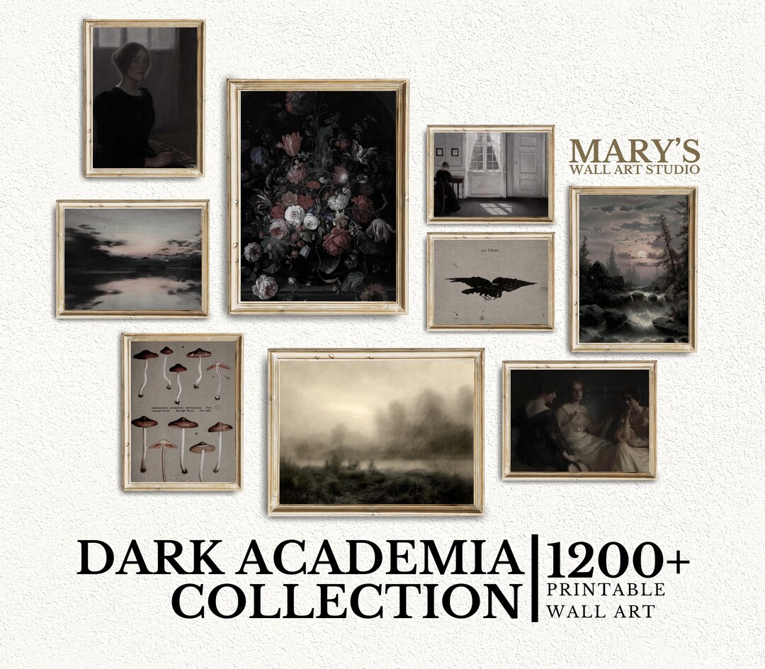 Dark Academia Gallery Wall Art Set, Vintage Moody Prints (digital ...
