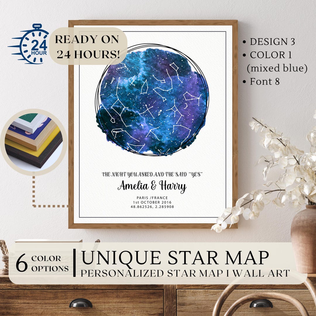 Custom Star Map Print, Night You Were Born, New Baby Gift, Stars the ...