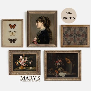 50+ Dark Floral Wall Art Bundle Vintage Moody Prints Dark Academia Decor Rustic Dark Gallery Wall Set Antique Moody French Country Prints