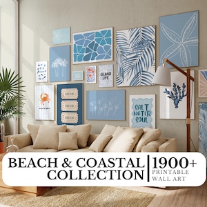 Coastal Wall Art Print Set: Beach, Ocean, Palm Tree Decor (Digital Download)